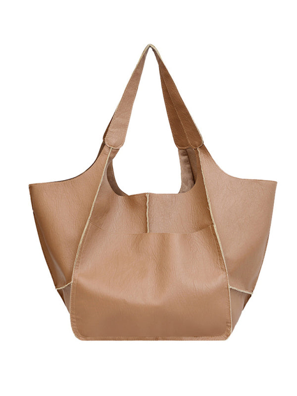 Simple Large Bag Soft Leather Large Capacity One Shoulder Portable Tote Bag