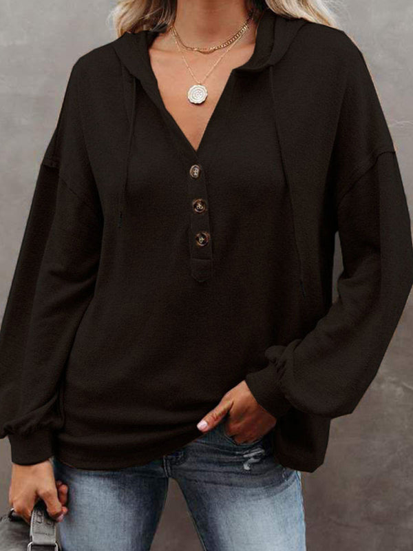 Women's Cardigan Hoodie Casual Loose Solid Color Sweatshirt