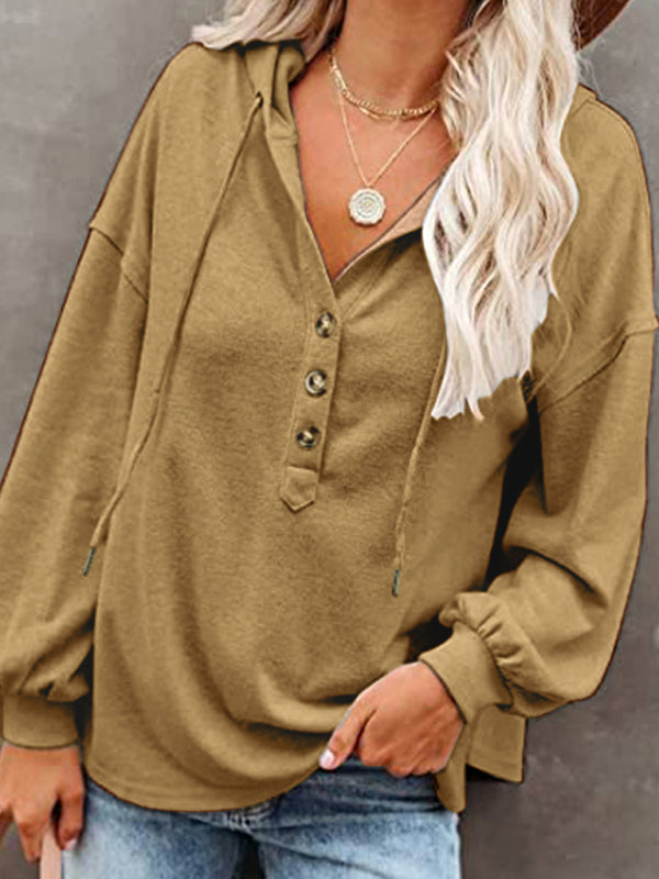 Women's Cardigan Hoodie Casual Loose Solid Color Sweatshirt