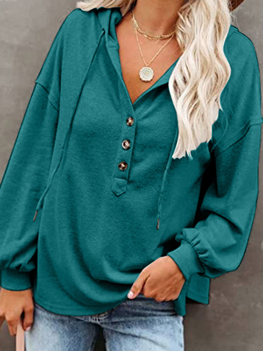 Women's Cardigan Hoodie Casual Loose Solid Color Sweatshirt