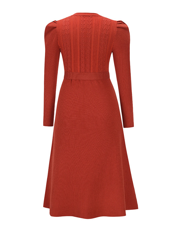 Women's Long Sleeve Cable Knit Sweater Dresses