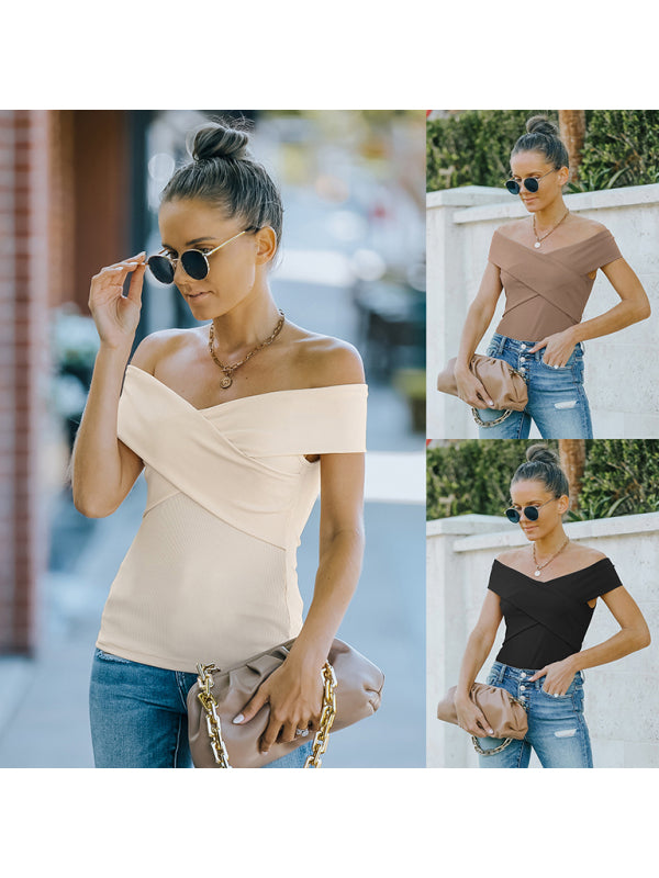 Women's fashion skinny off shoulder top