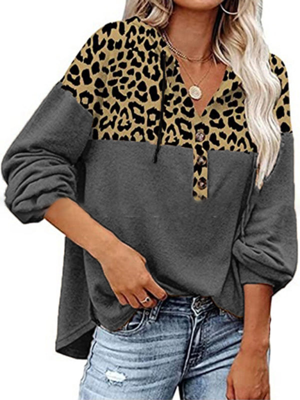 Women's New Tops Printed Stitching Loose Thickened Fleece Sweater