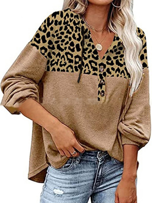 Women's New Tops Printed Stitching Loose Thickened Fleece Sweater