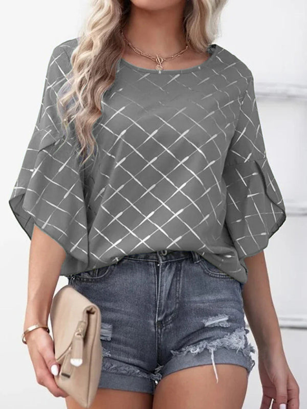 New Ladies Loose Casual Ruffle Sleeve Top T-Shirt