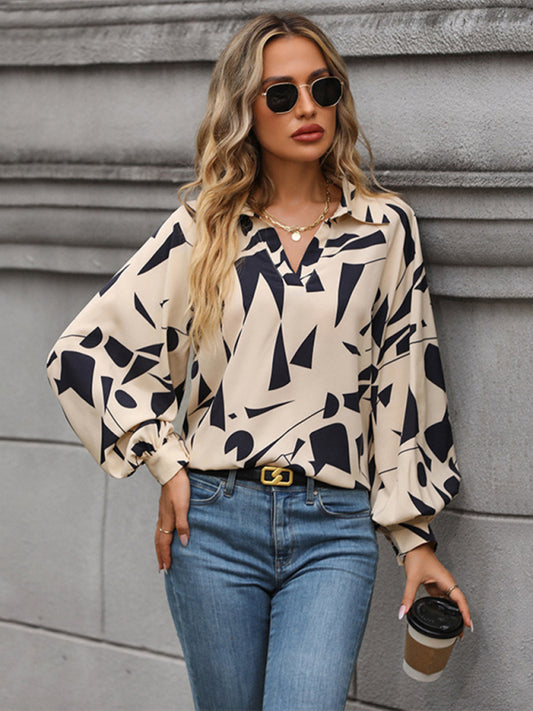 women's autumn winter long sleeve printed shirt