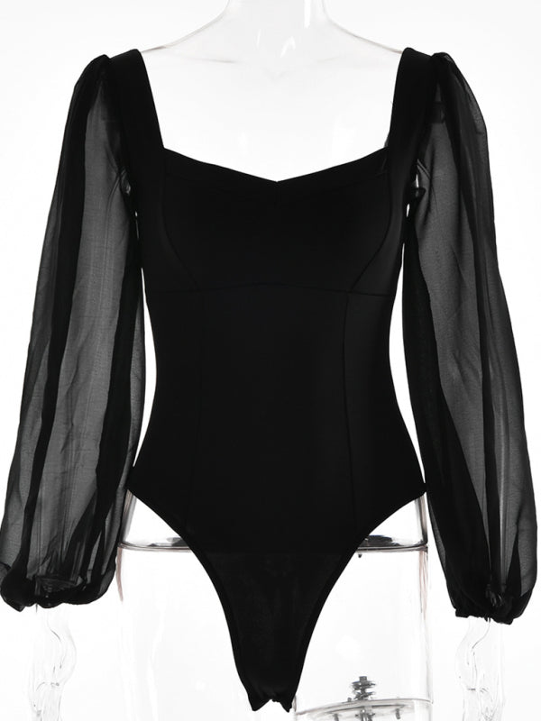 Women's Elegant Self Design Knit Bodysuit