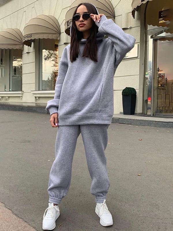 Women's casual hooded sweatshirt two-piece set