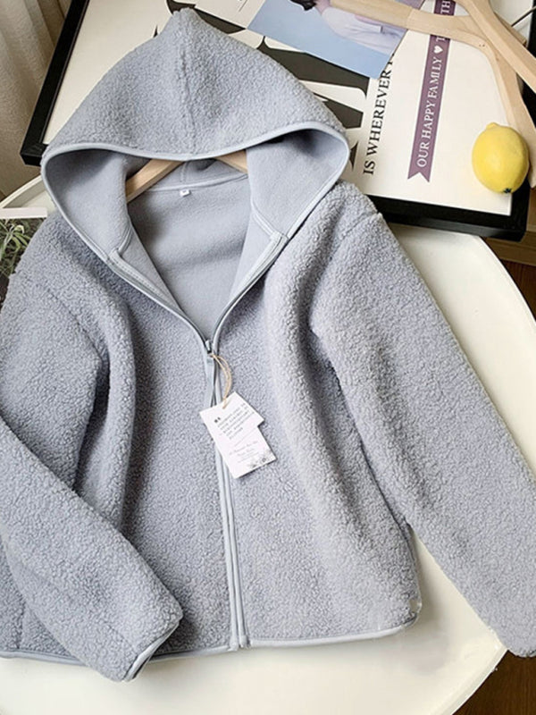 Women's Polar Fleece Zip Hooded Jacket