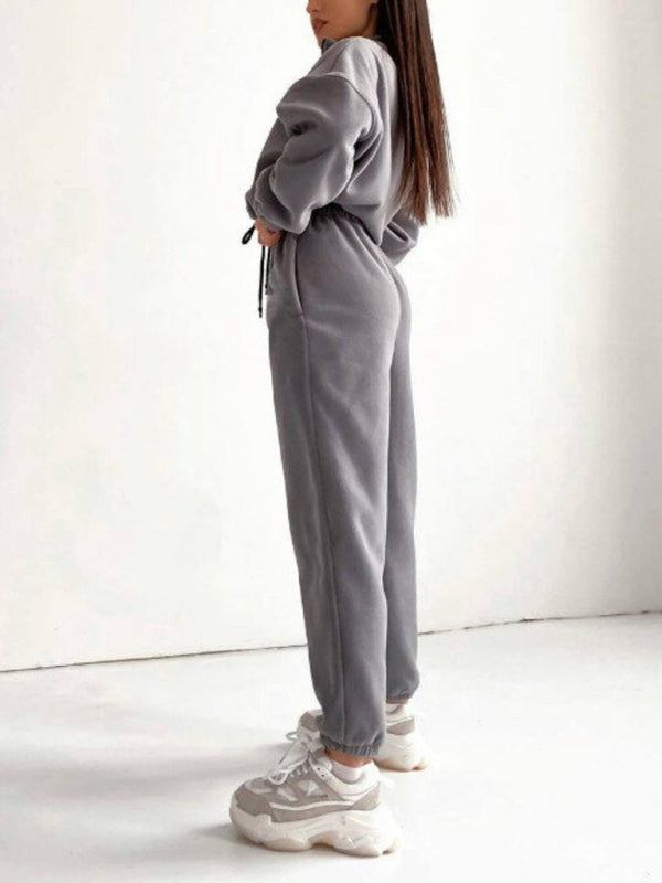 Casual Knit Two-Piece Pants Set with Pocket