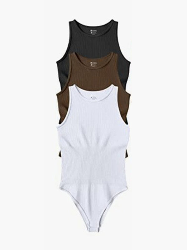 women‘s sexy  round neck  sleeveless bodysuit