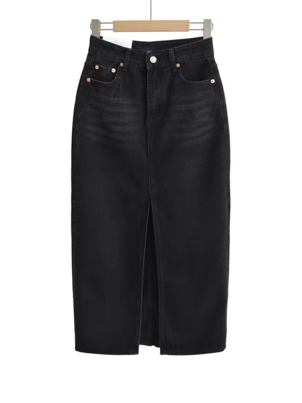 New high waist slim denim skirt one step skirt