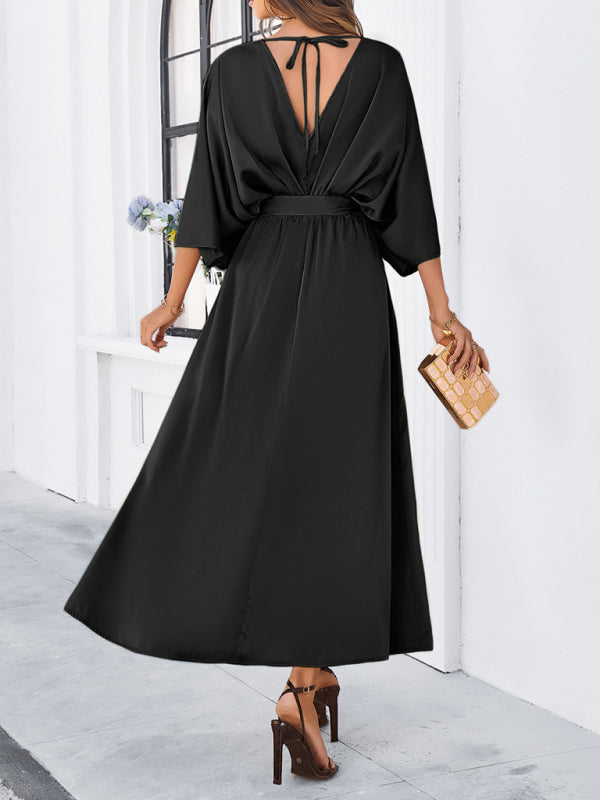 Women's new style elegant V-neck loose dress