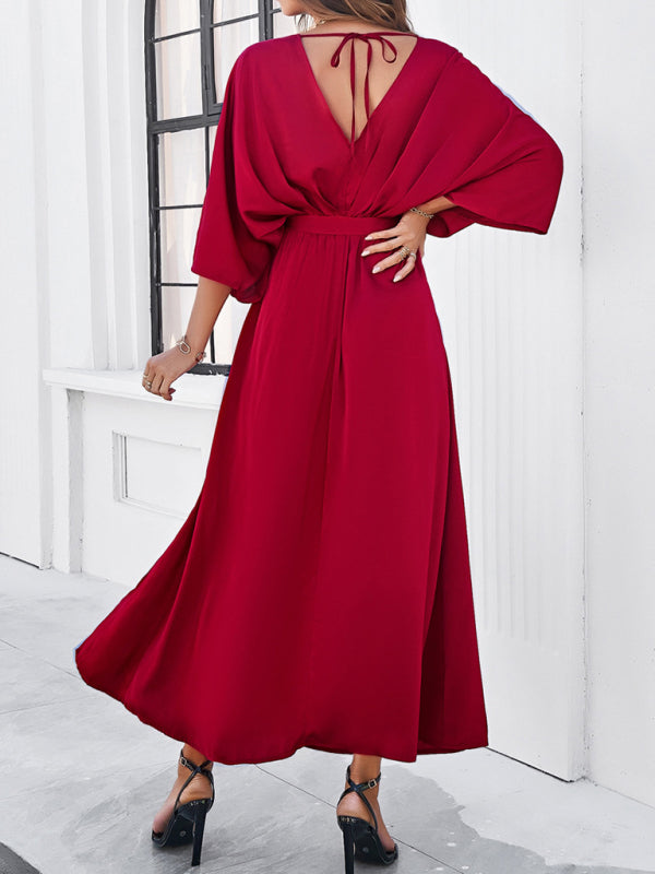 Women's new style elegant V-neck loose dress