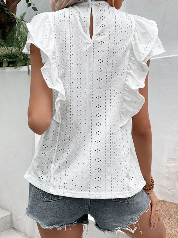 Fashion Women's Ruffled White Casual Shirt