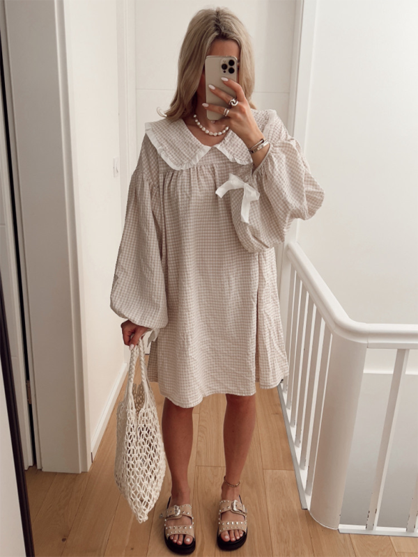 New style shirt doll collar long sleeve versatile lantern sleeve dress