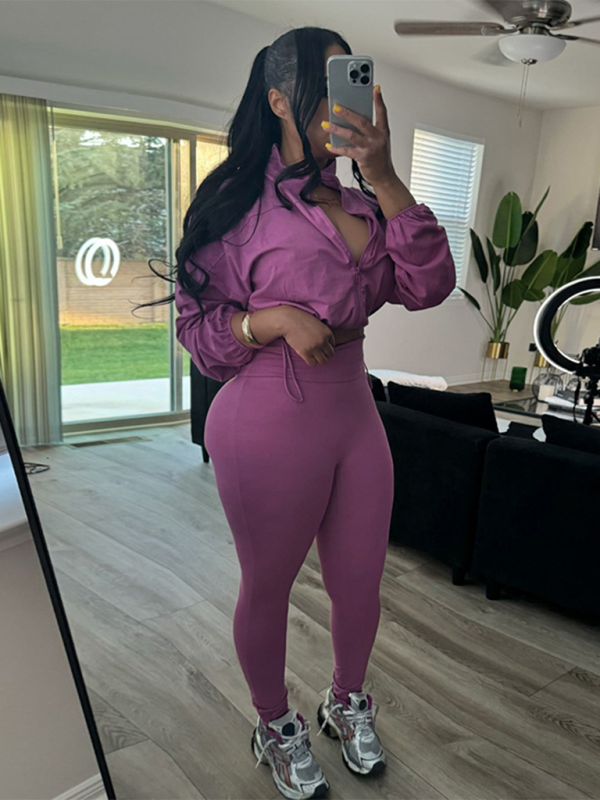 New sexy drawstring waist belly top high waist tight pants Suit