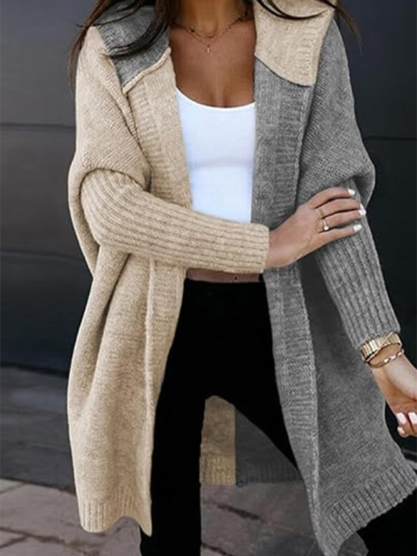 Women's Fashion Open Cardigan Hooded Loose Knitted Sweater