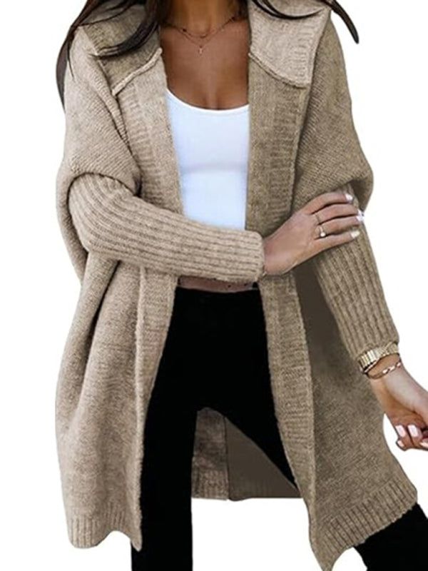 Women's Fashion Open Cardigan Hooded Loose Knitted Sweater